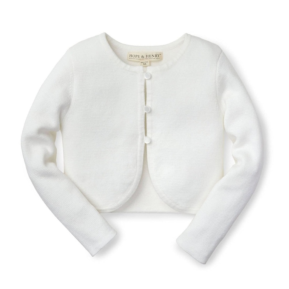Hope & Henry Baby Girl Ivory Cropped Cardigan Sweater 18-24 Months